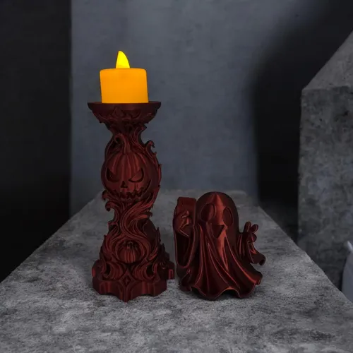 Candelabro Portavelas Led Fantasma Halloween Deco Impres 3d