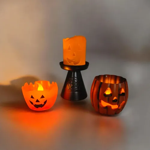 Set Velas Led Calabaza Halloween Decoración Con Luz Impre 3d