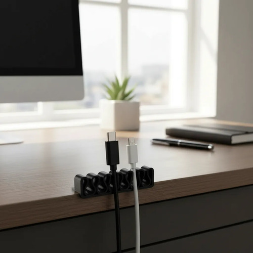 Soporte Organizador De 4 Cables Adhesivo Set X4 - Cat
